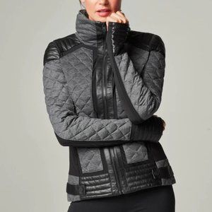 Blanc Noir Mesh Insert Moto Puffer Jacket